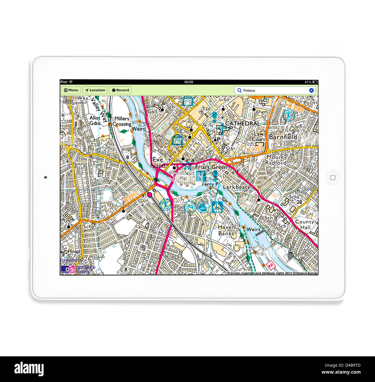 Verwendung der OS MapFinder app auf eine 4. Generation Apple iPad Tablet-computer Stockfoto