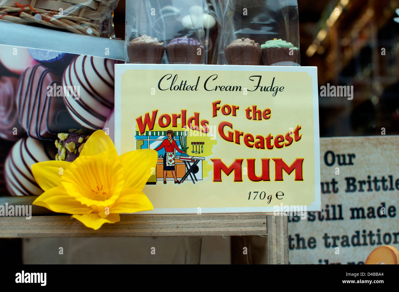 Muttertag-Schild im Schaufenster Stockfoto
