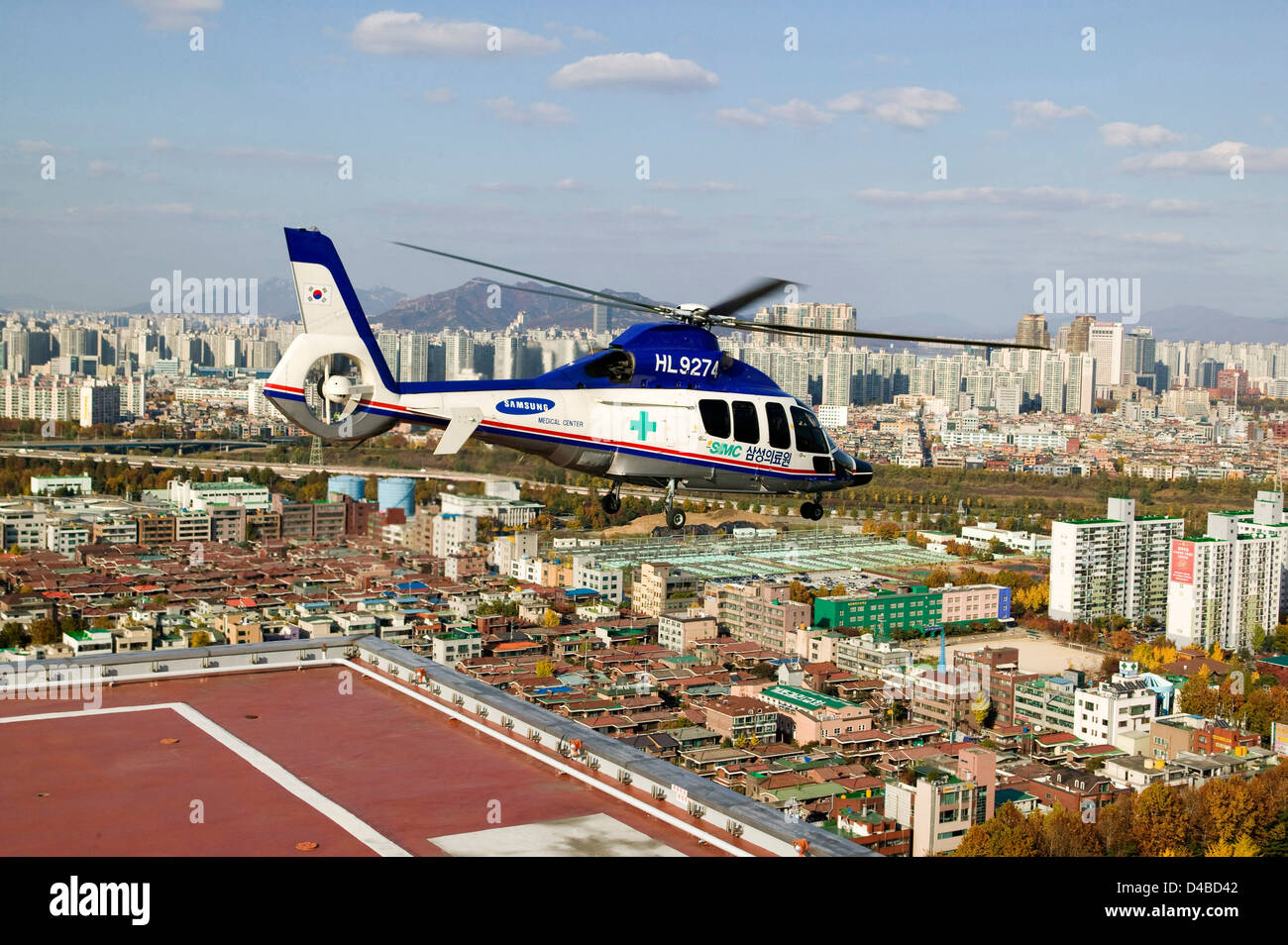 Die Luftrettung am Samsung Medical Center, Seoul, Südkorea. Stockfoto