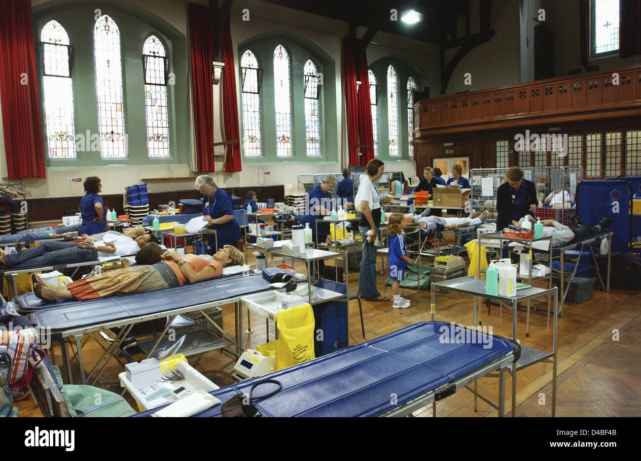 Kirchgemeindehaus der Spender in NHS National Blut Centre Sammelstelle Stockfoto