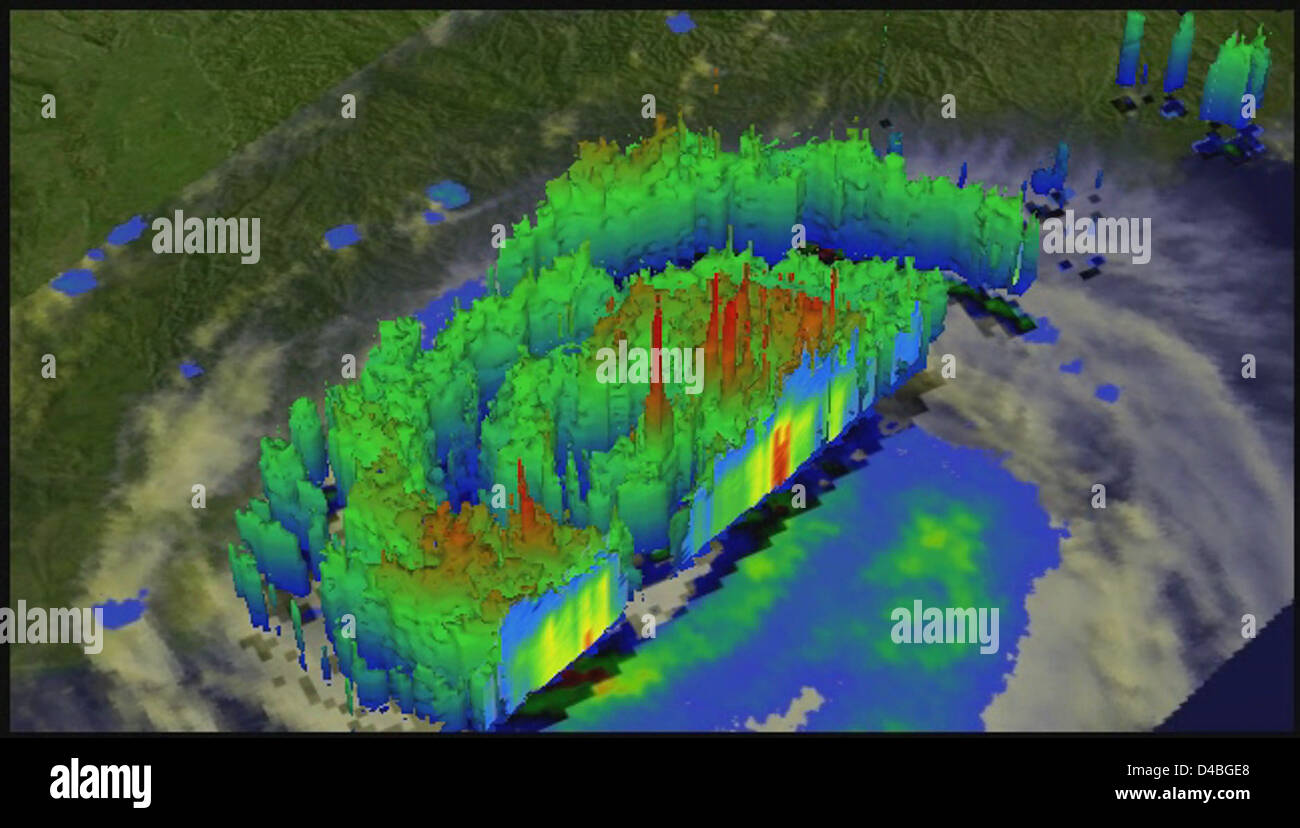 NASA TRMM Satelliten sieht Hurrikan Isaac Drench Louisiana [Animation] Stockfoto