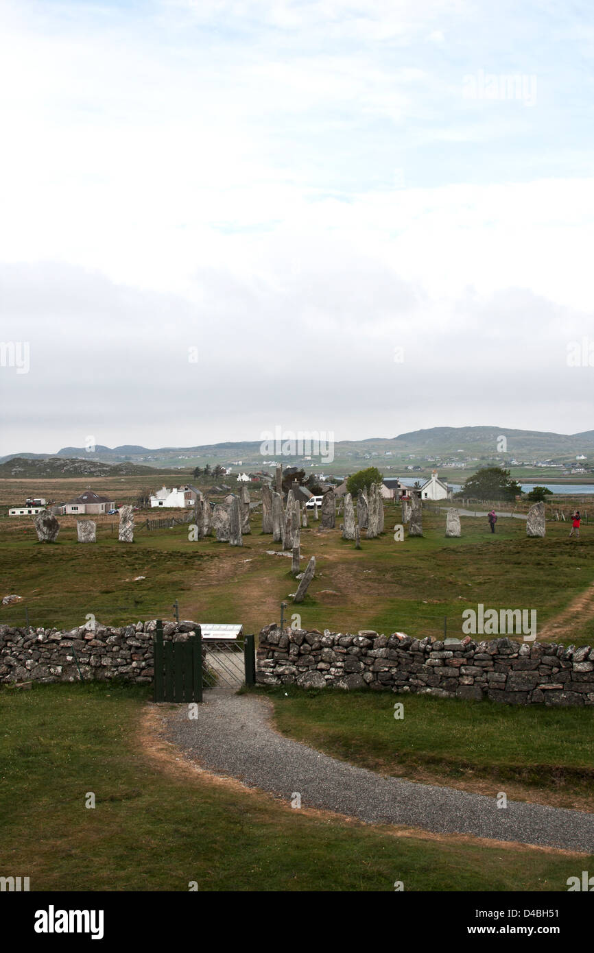 Standing Stones von Callanish, Eisenzeit Gedenkstein auf der Isle of Lewis, äußeren Hebriden, Schottland, Eingang Tor Stockfoto