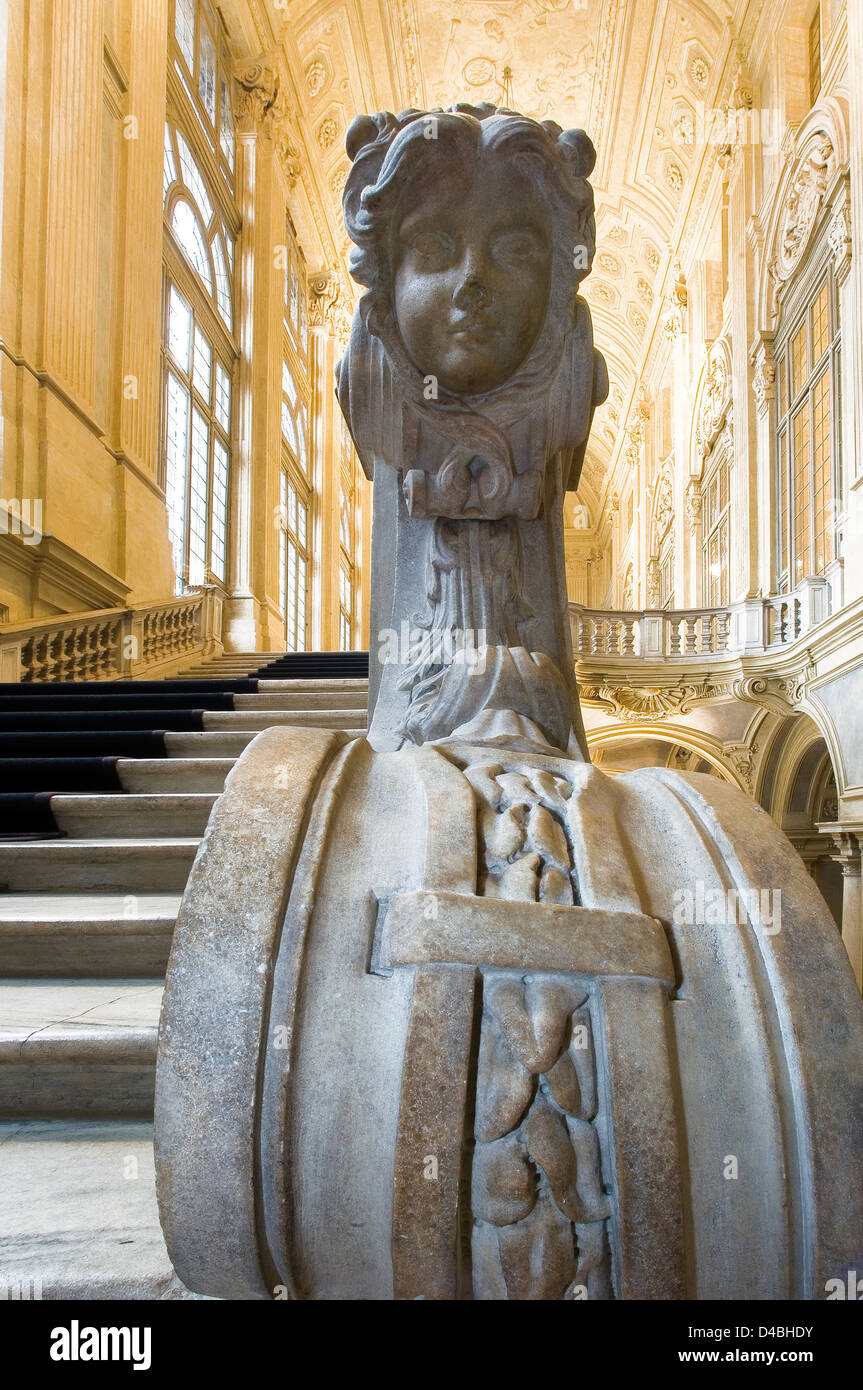 Italien Piemont Turin Piazza Castello Palazzo Madama Atrium und Treppenhaus von Filippo Juvarra Stockfoto