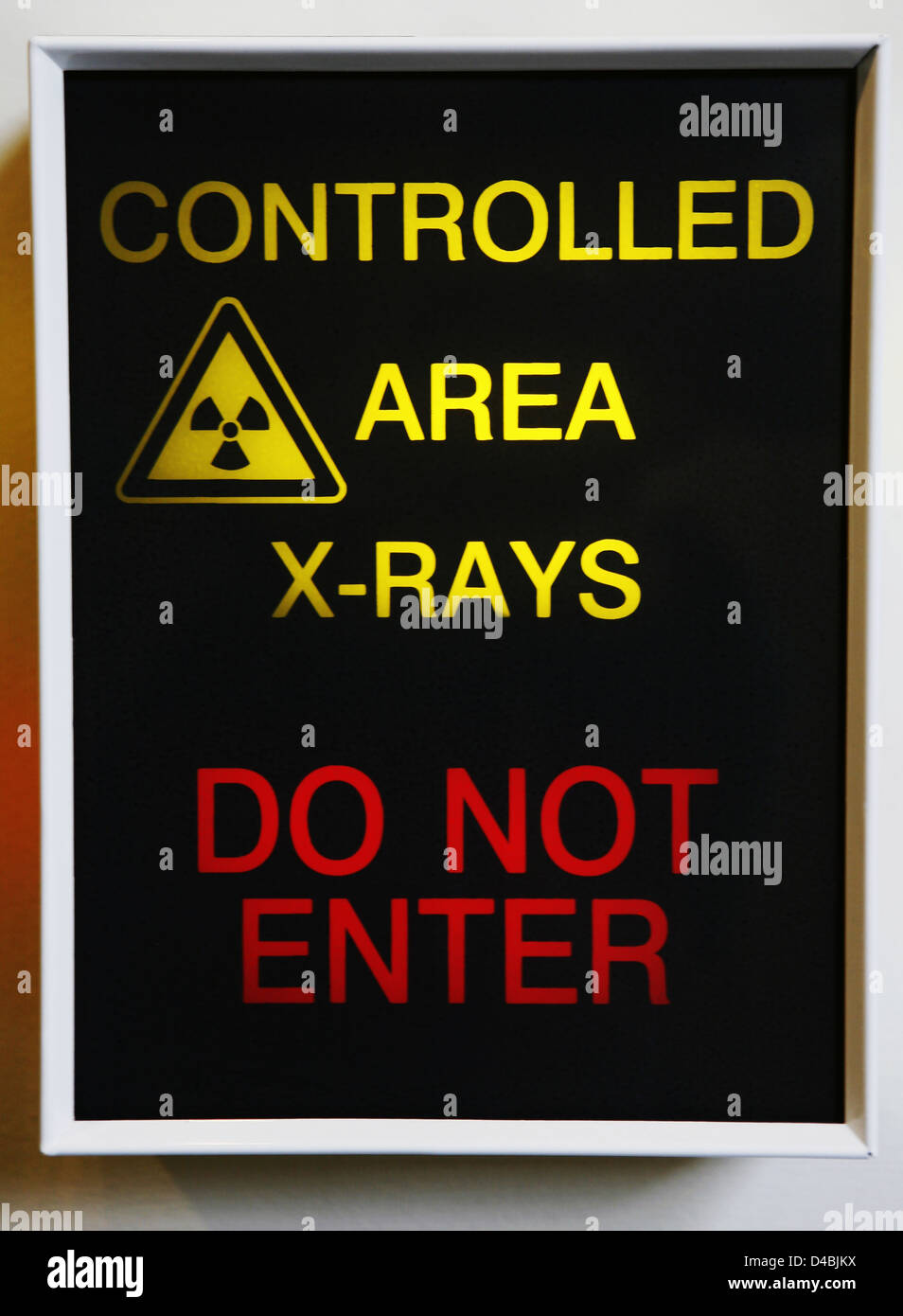X-ray Warnzeichen im Krankenhaus Stockfoto