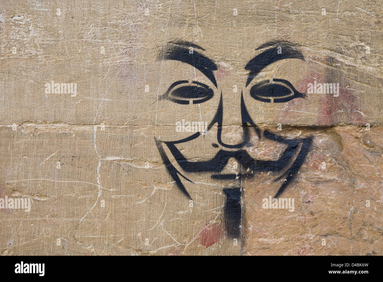 V For Vendetta Funktionen auf eine Wand gemalt. Guy Fawkes. Stockfoto