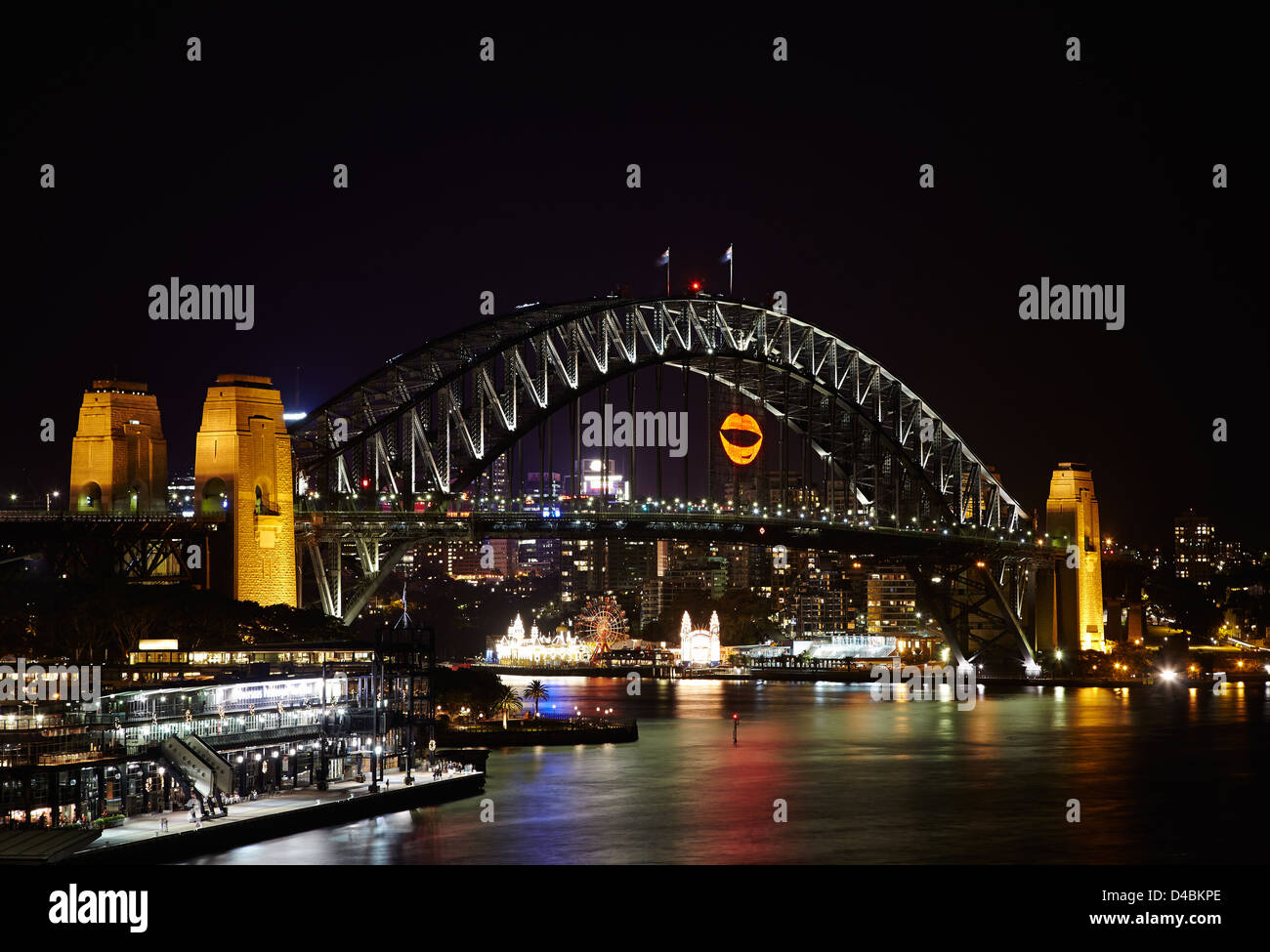 Sydney Harbour Bridge bei Nacht, Australien Stockfoto