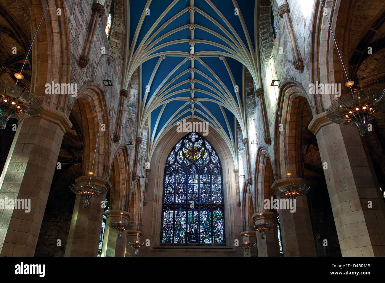 Das Burns Fenster, St. Giles Kathedrale, die Royal Mile, Edinburgh, Lothian Stockfoto