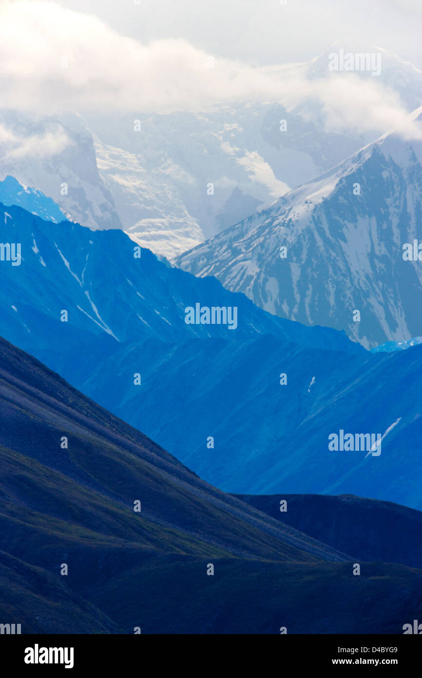 Blick auf die Alaska Range vom Highway Pass, Denali National Park, Alaska, USA Stockfoto