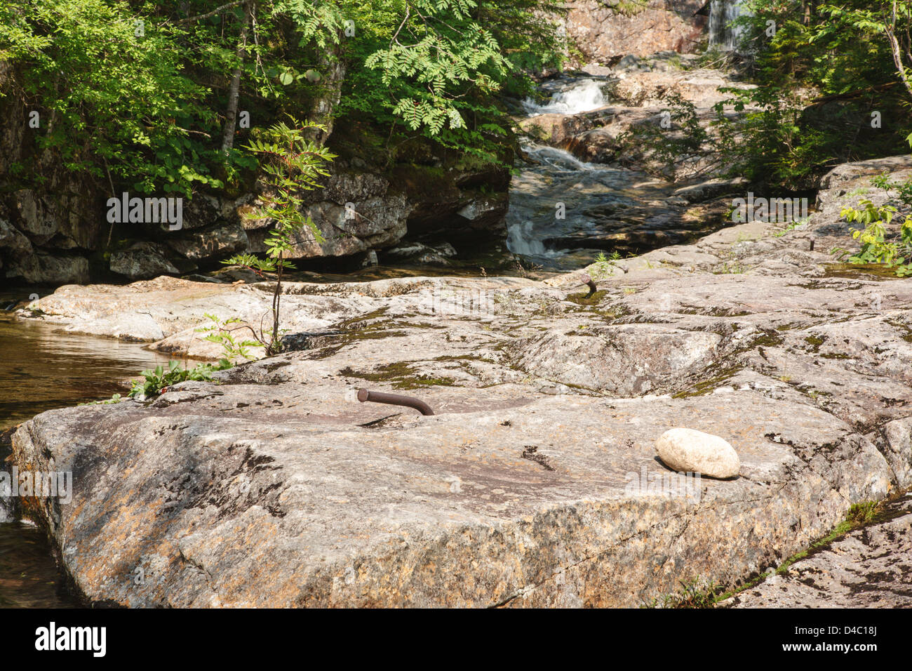 Reste der Menschheit im Bereich der dreizehn Fälle in der Pemigewasset Wildnis Franconia, New Hampshire, USA. Stockfoto