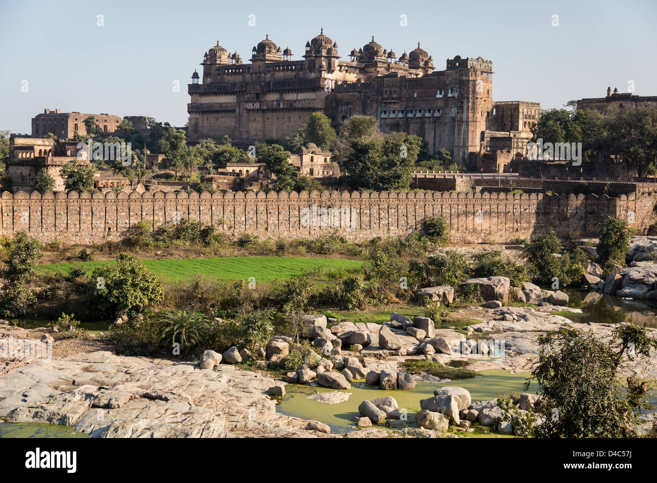 Jahangir Mahal innerhalb Orchha Forts, Orchha, Indien Stockfoto
