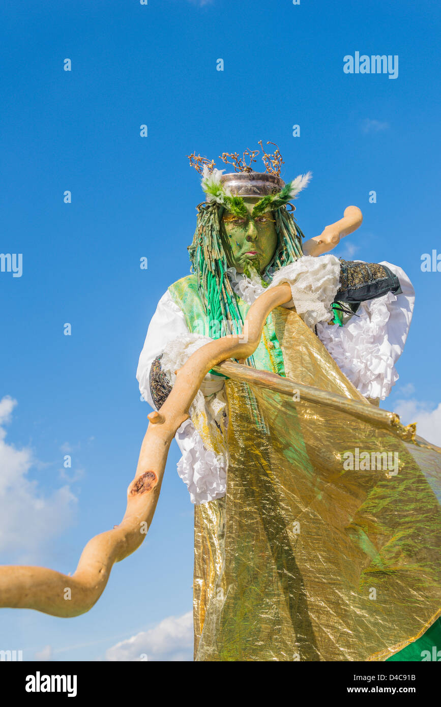 Schauspieler und Geschichtenerzähler, John Conway, "The Green Man", Celtic Festival, Vancouver, Britisch-Kolumbien, Kanada Stockfoto