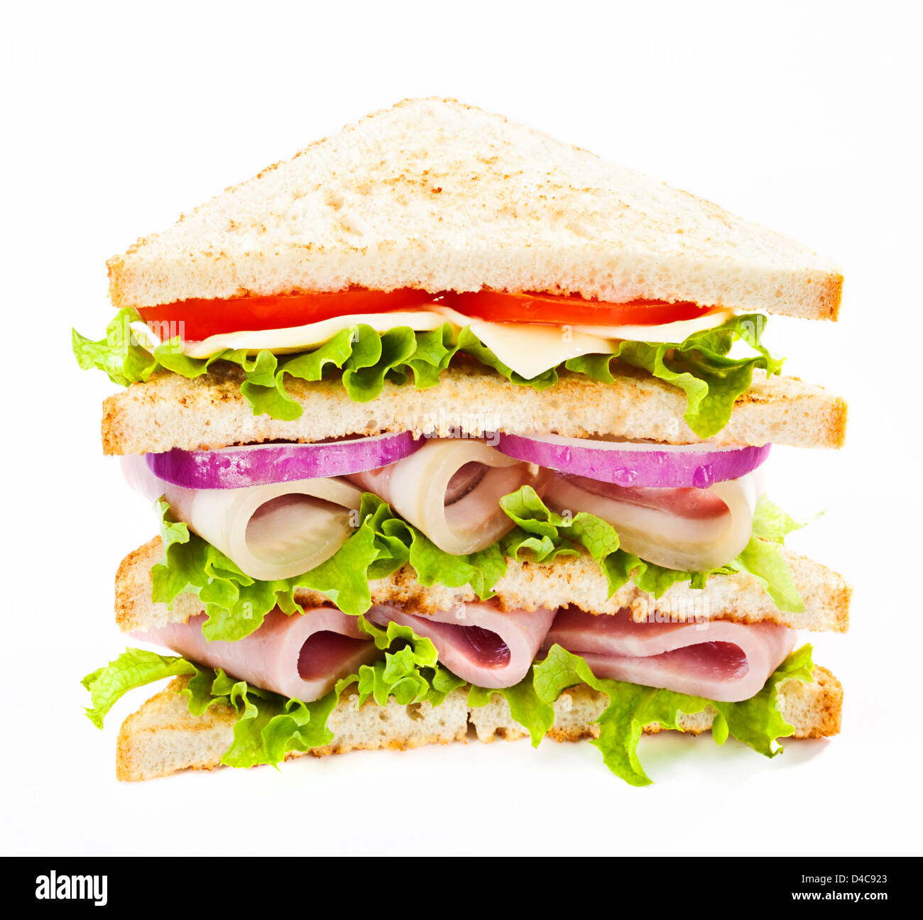 Große Club-Sandwich mit Schinken und Gemüse Stockfoto