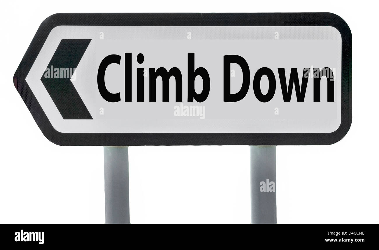 Klettern Sie Down Road Sign England UK Stockfoto