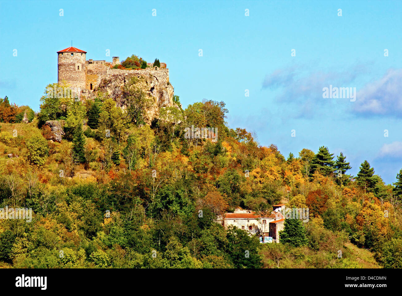Schloss Busseol, Departement Puy-de-Dome, Auvergne, Frankreich Stockfoto
