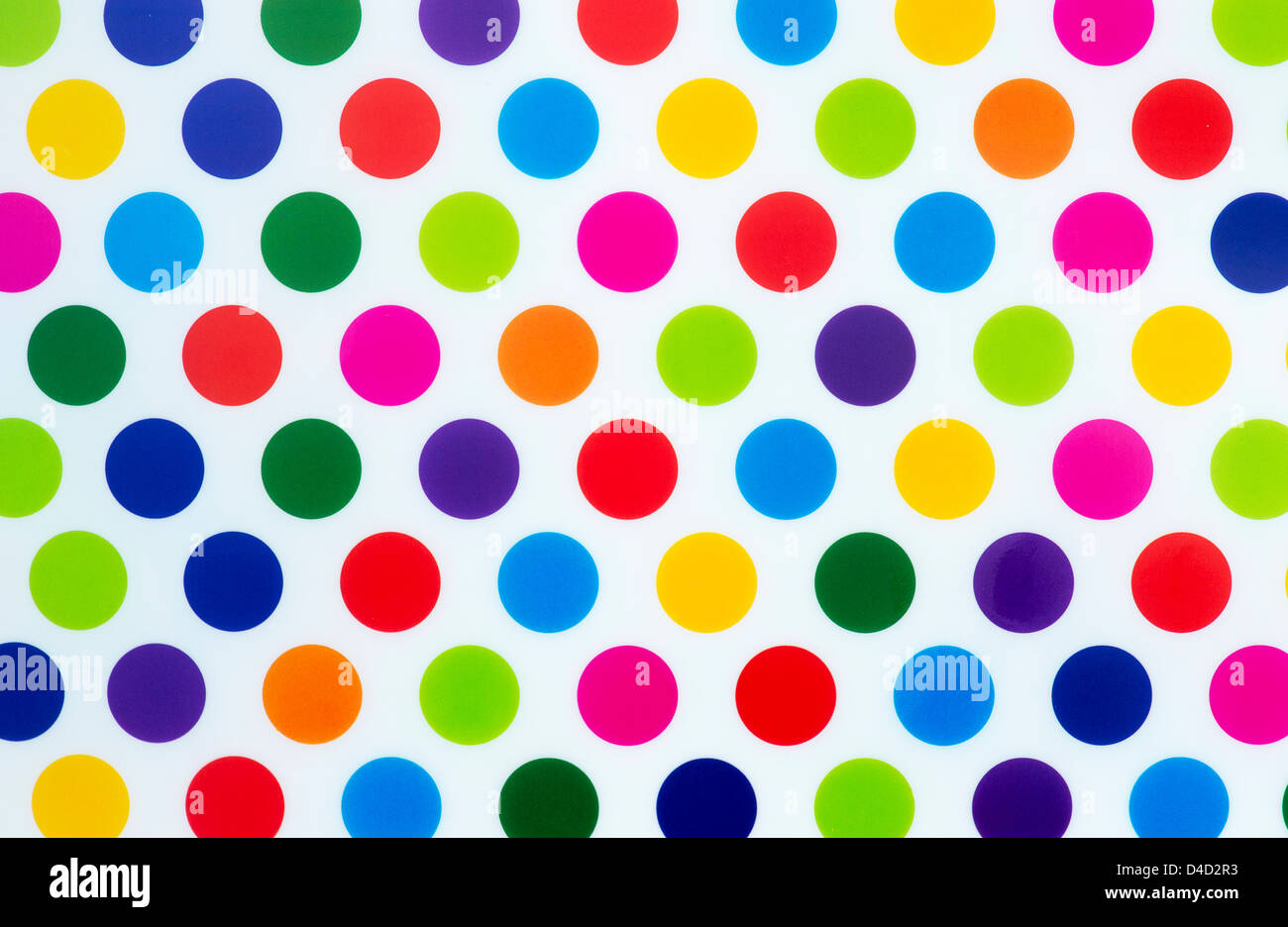 Bunte Polka Dot Muster auf weißem Hintergrund Stockfoto