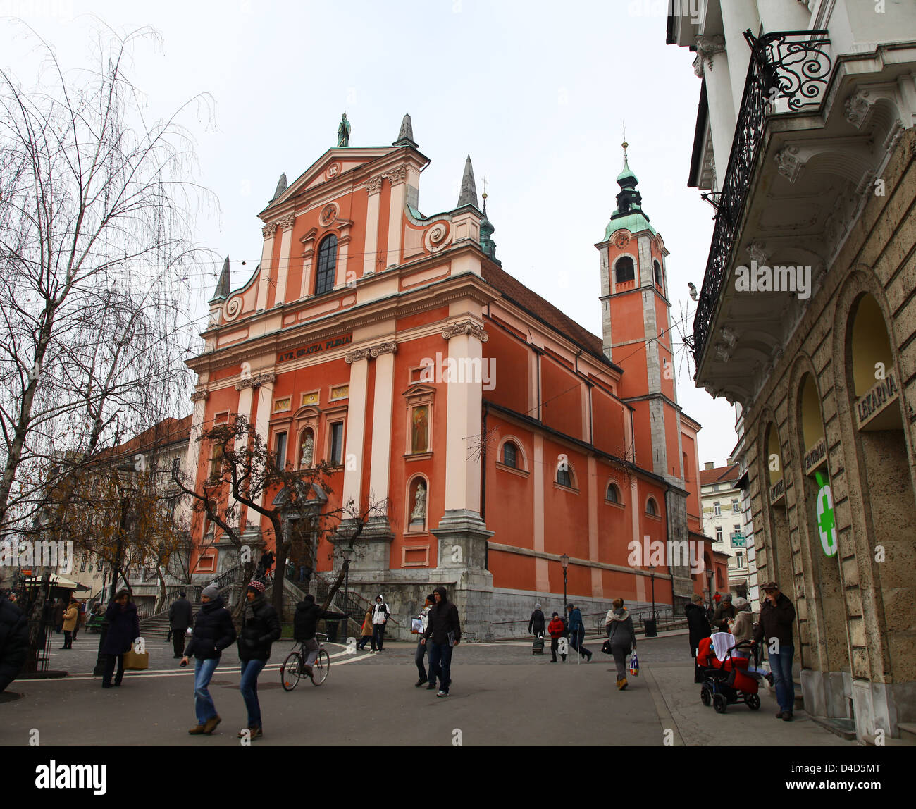 Fransciscan Kirche der Mariä Verkündigung in Ljubljana Slowenien Europa Preseren-Platz Stockfoto