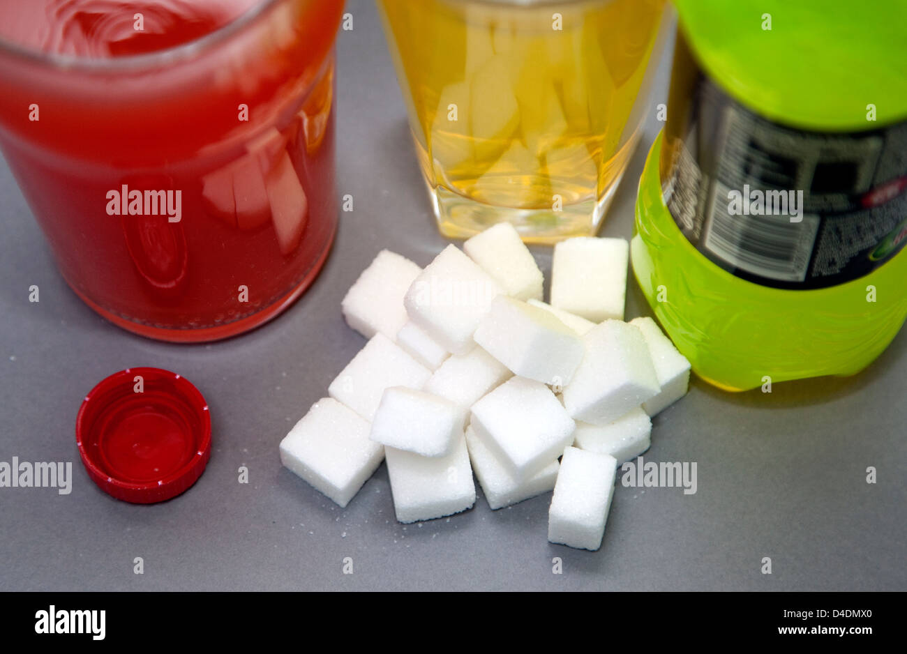 Kohlensäurehaltige Getränke mit viel Zucker sind Hauptursache von Übergewicht in UK, London Stockfoto