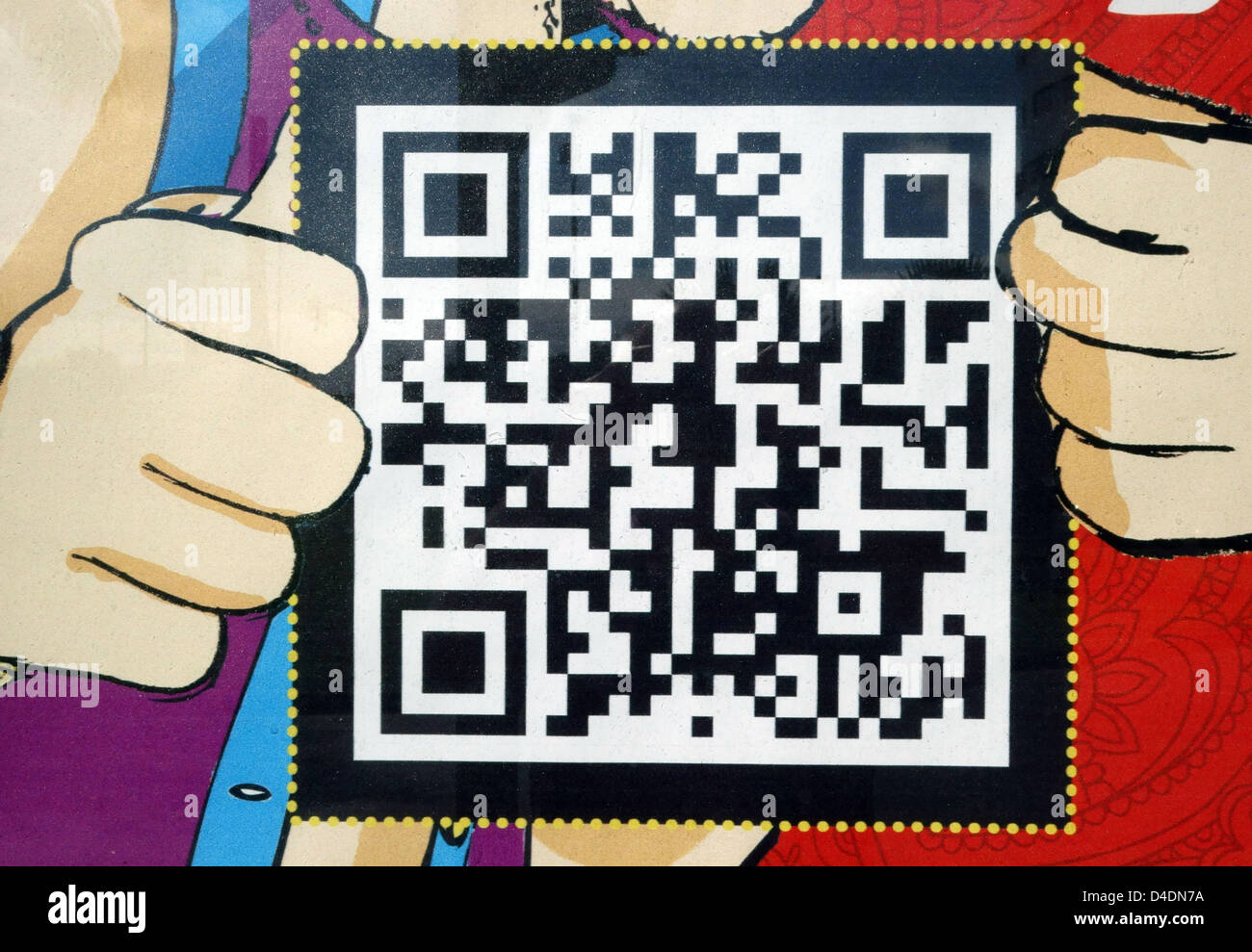 Plakat in Teneriffa, Kanarische Inseln, mit großen QR-Code für smartphones Stockfoto