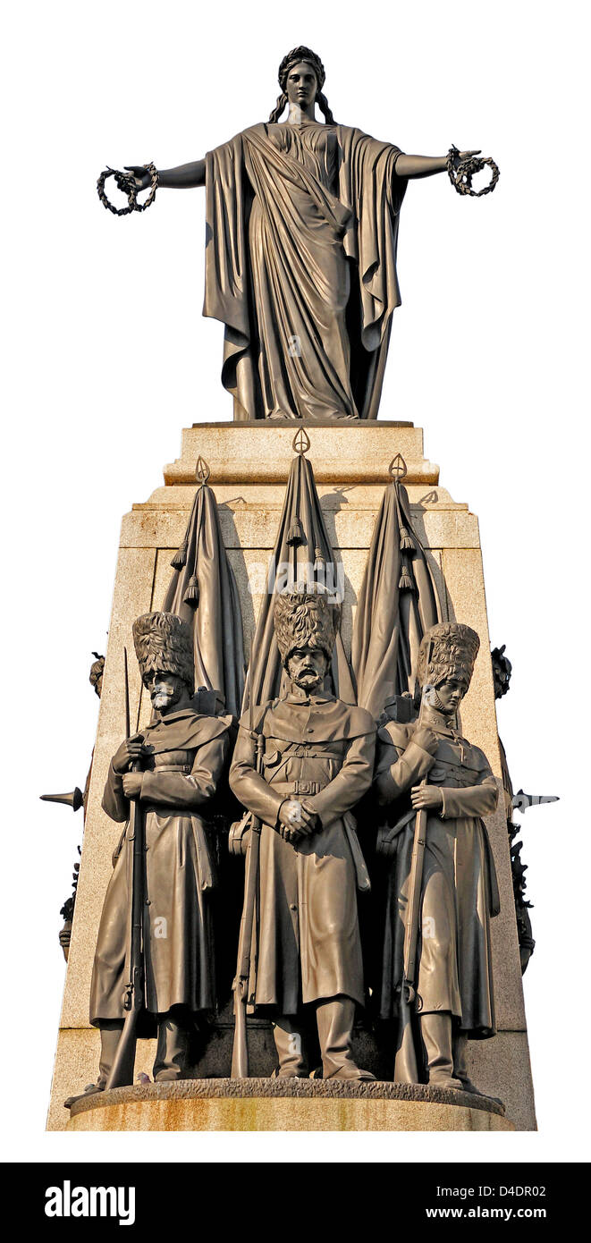 London, England, Vereinigtes Königreich. Wachen die Krim Kriegerdenkmal (von John Bell, 1860) in der Pall Mall, gegenüber Waterloo Place Stockfoto
