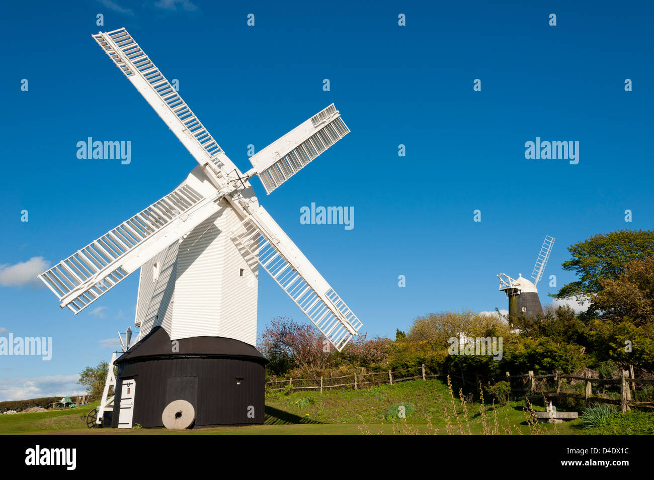 Clayton Windmühlen - auch bekannt als Jack und Jill Windmühlen - South Downs, West Sussex, UK Stockfoto