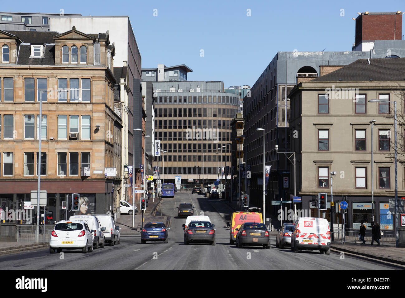 Blick nach Norden von der King George V Bridge zur Oswald Street, Glasgow City Centre, Schottland, Großbritannien Stockfoto