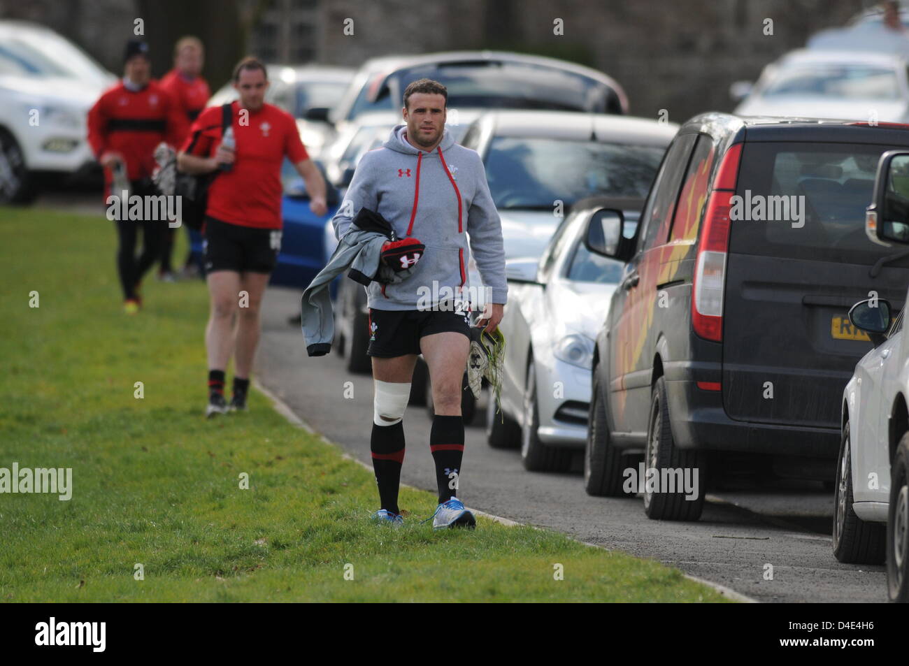 Jamie Roberts während Wales Rugby Team Training im Vale Hotel and Resort in Cardiff heute Nachmittag vor ihren sechs-Nationen-Showdown mit England am Wochenende. Stockfoto