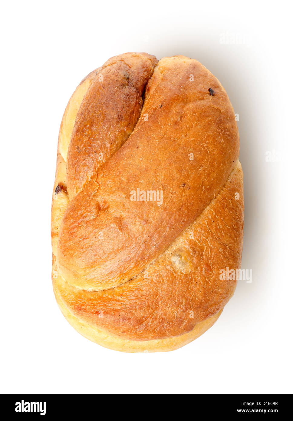 Brot mit Rosinen auf einem weißen Hintergrund isoliert Stockfoto
