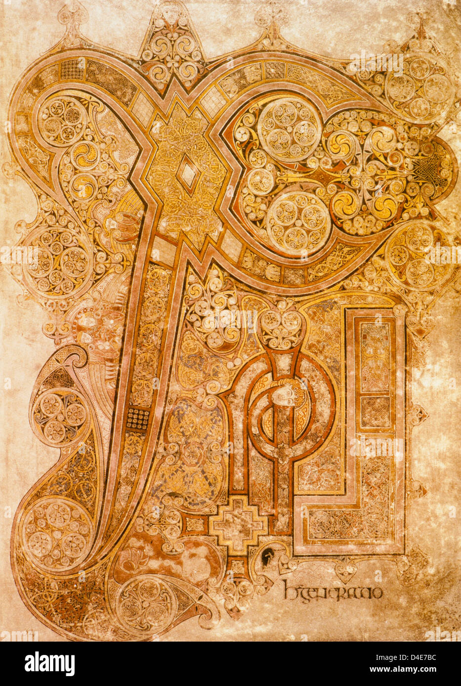Irland, Book of Kells, 8. Jahrhundert Trinity College Library, Dublin Stockfoto