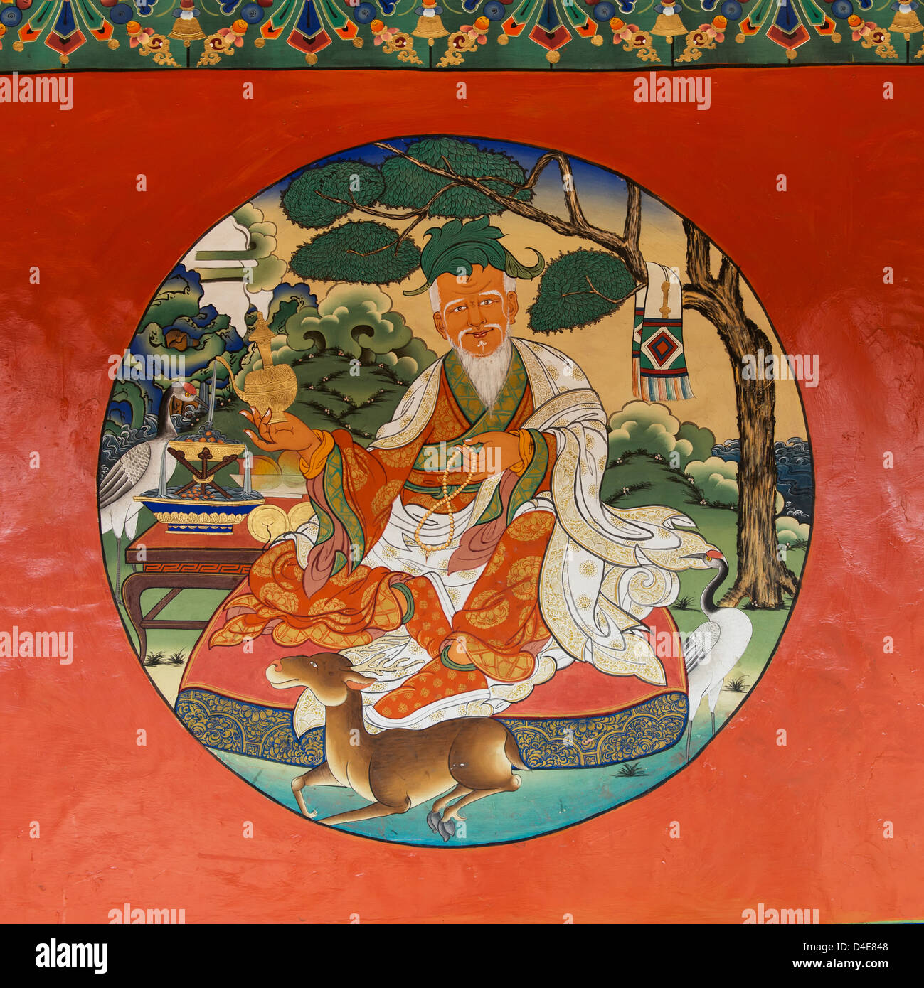 China, Xizang, Lhasa, Drepung Kloster, Wandmalerei Stockfoto