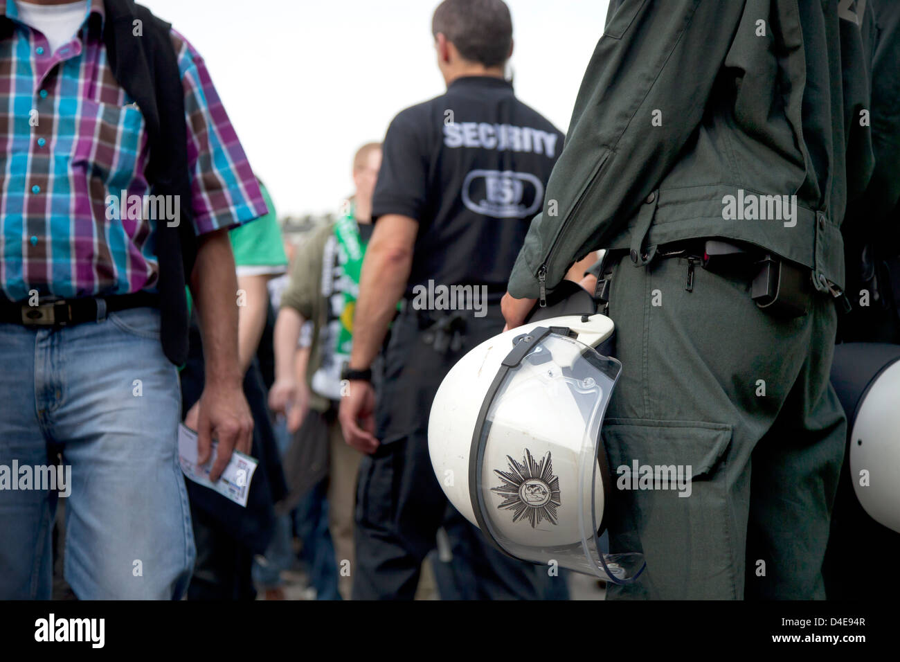 Münster, Polizeieinsatz im Fußballstadion Stockfoto