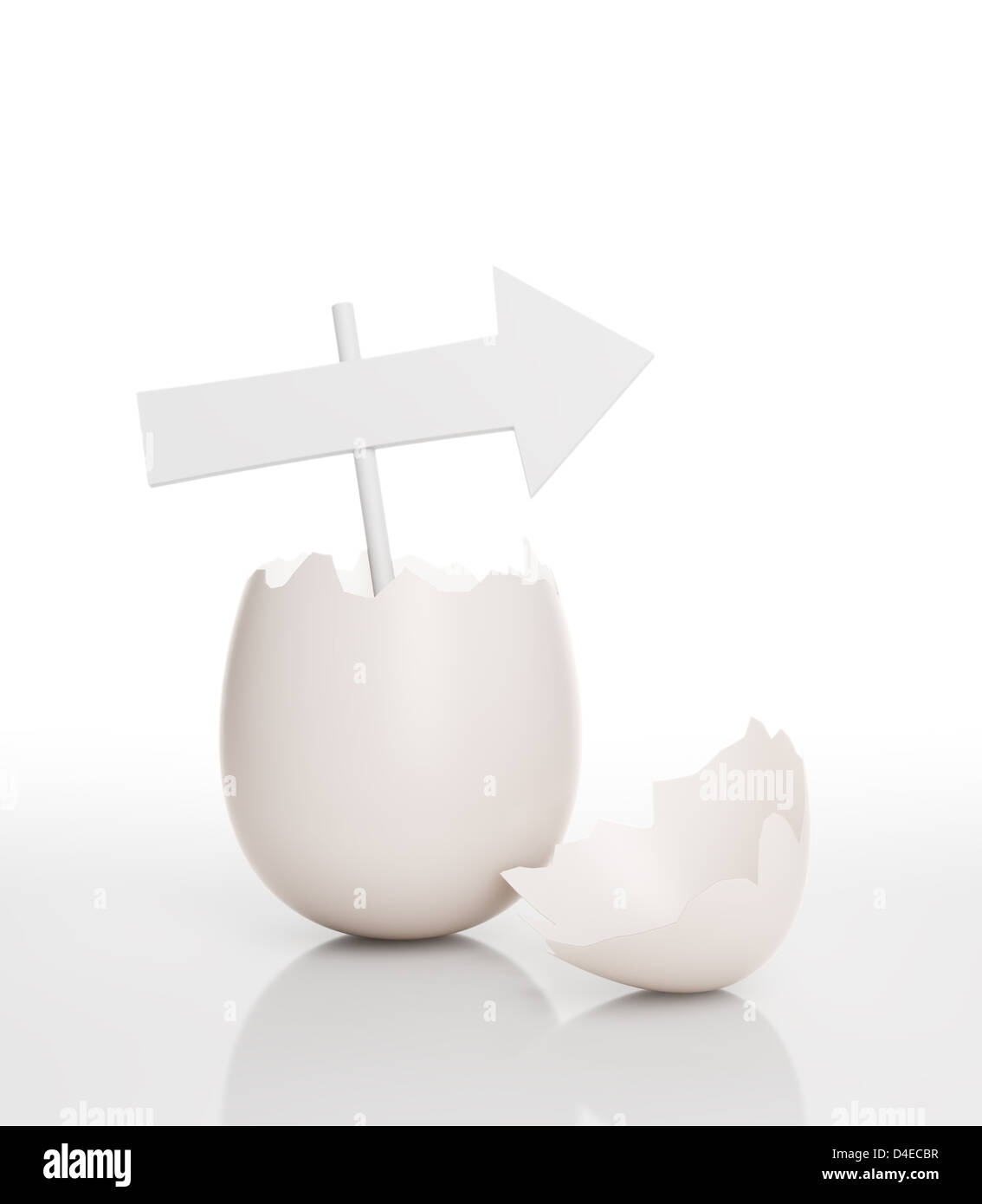 Risse öffnen Ei mit einem Pfeil-Symbol Stockfoto