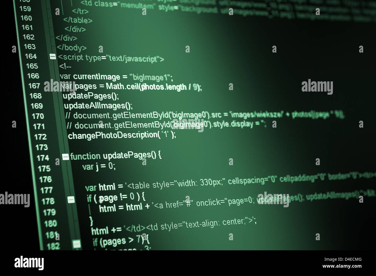 Programm-Code auf einem monitor Stockfoto