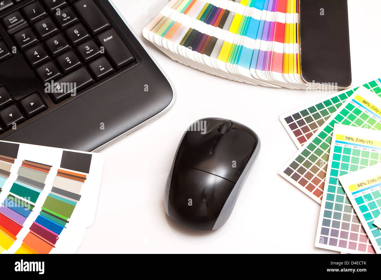 Farbfelder und Tastatur Stockfoto