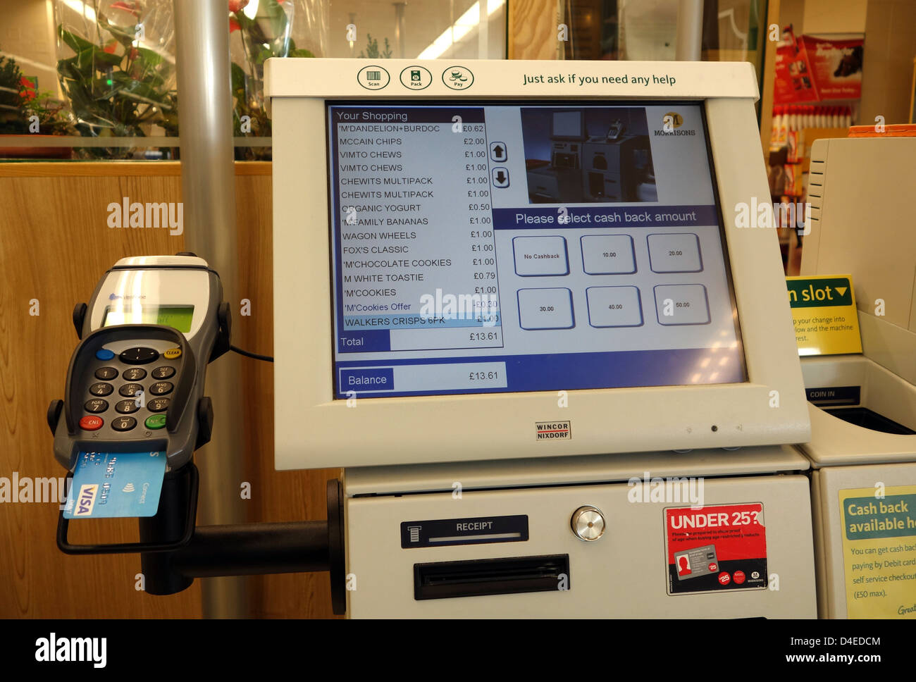 Ein Self-Service-Kasse im Ladengeschäft Morrisons Stockfoto
