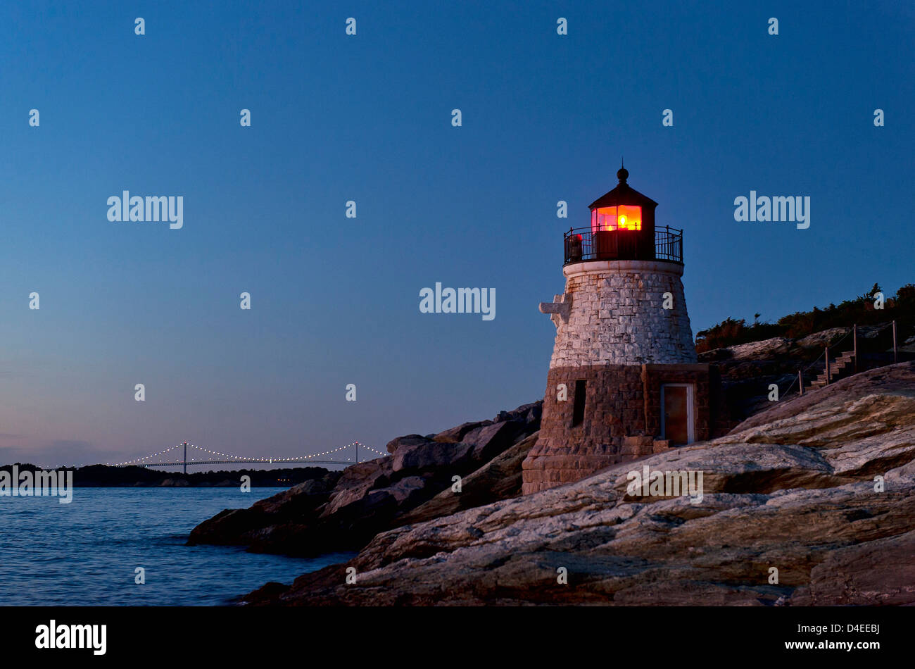 Castle Hill Leuchtturm, Newport, Rhode Island, USA Stockfoto