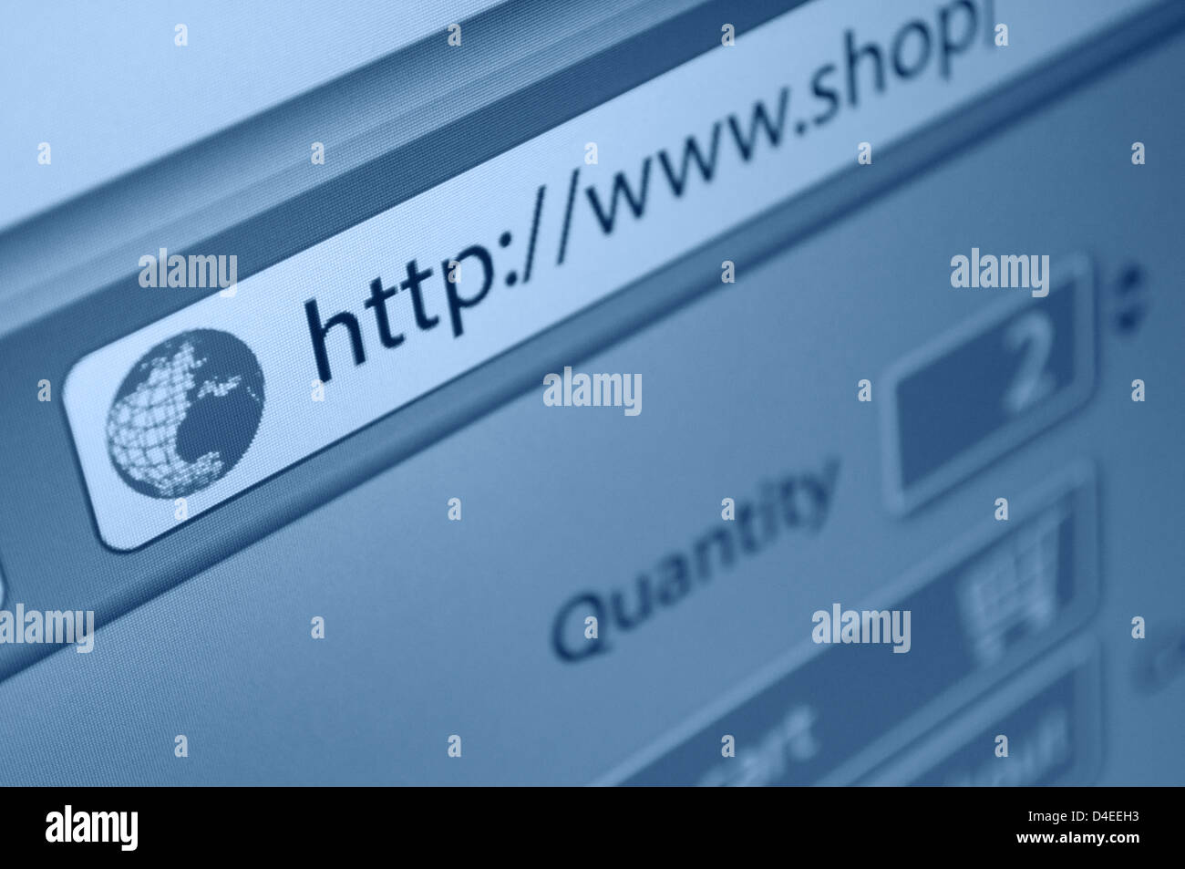 Online-Shopping - fiktiven Online-Shop-Url in die Adressleiste des Webbrowsers Stockfoto