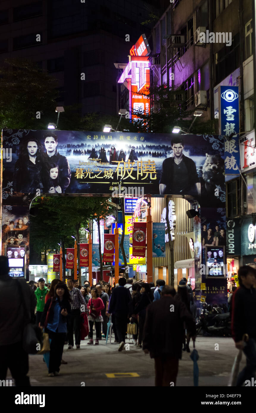Taipei-Nachtleben, Kino, Suppen, Lichter Stockfoto