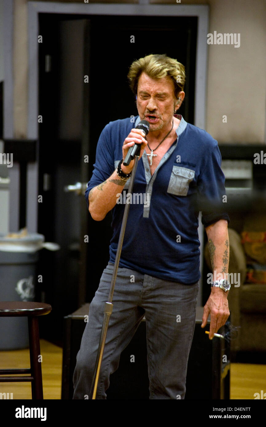 Johnny Hallyday im Proberaum-Session in Burbank Stockfoto