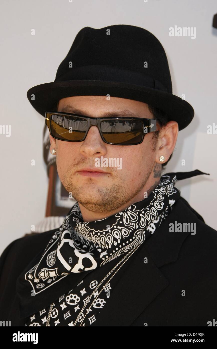 Musikers Benji Madden von der Band Good Charlotte kommt bei den 2008 MTV Movie Awards in den Universal Studios in Los Angeles, USA, 1. Juni 2008. Foto: Hubert Boesl Stockfoto