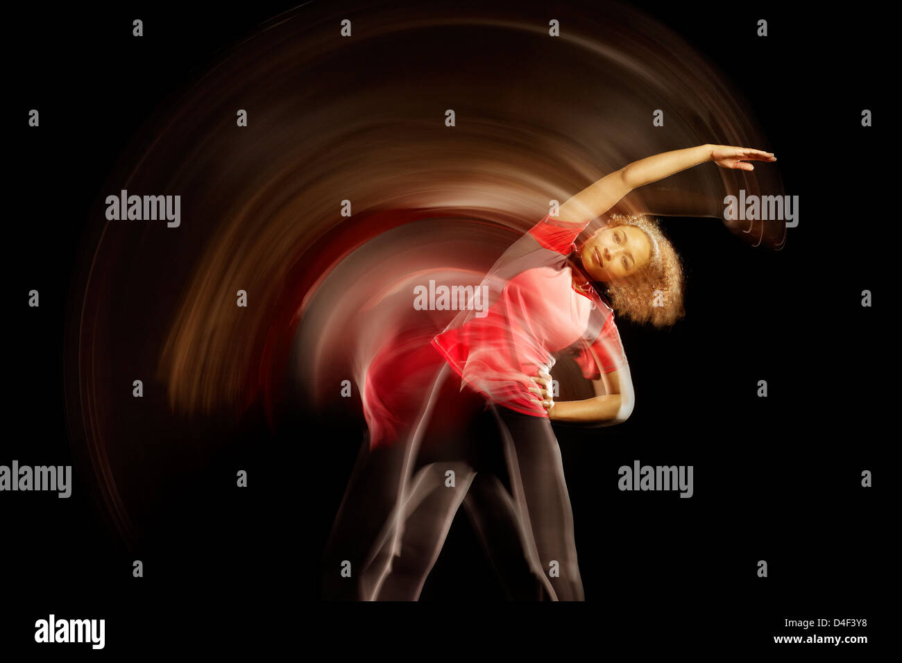 Zeitraffer Zeitansicht Tänzerin dehnen Stockfoto