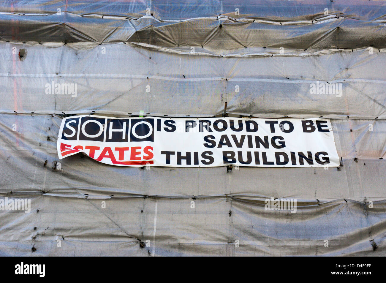 Soho Estates Banner auf Bauarbeiten. Stockfoto