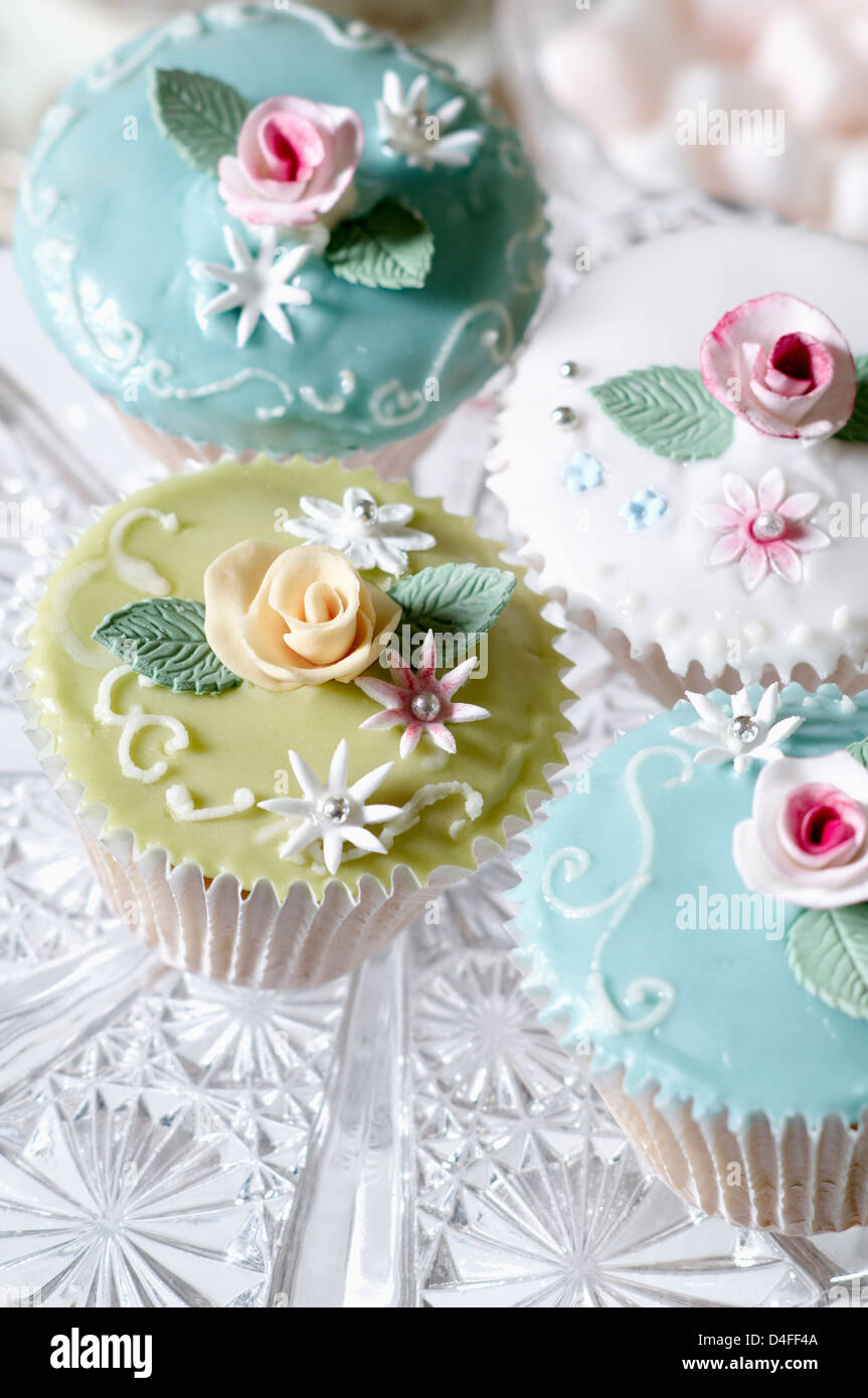 Nahaufnahme von dekorierten cupcakes Stockfoto