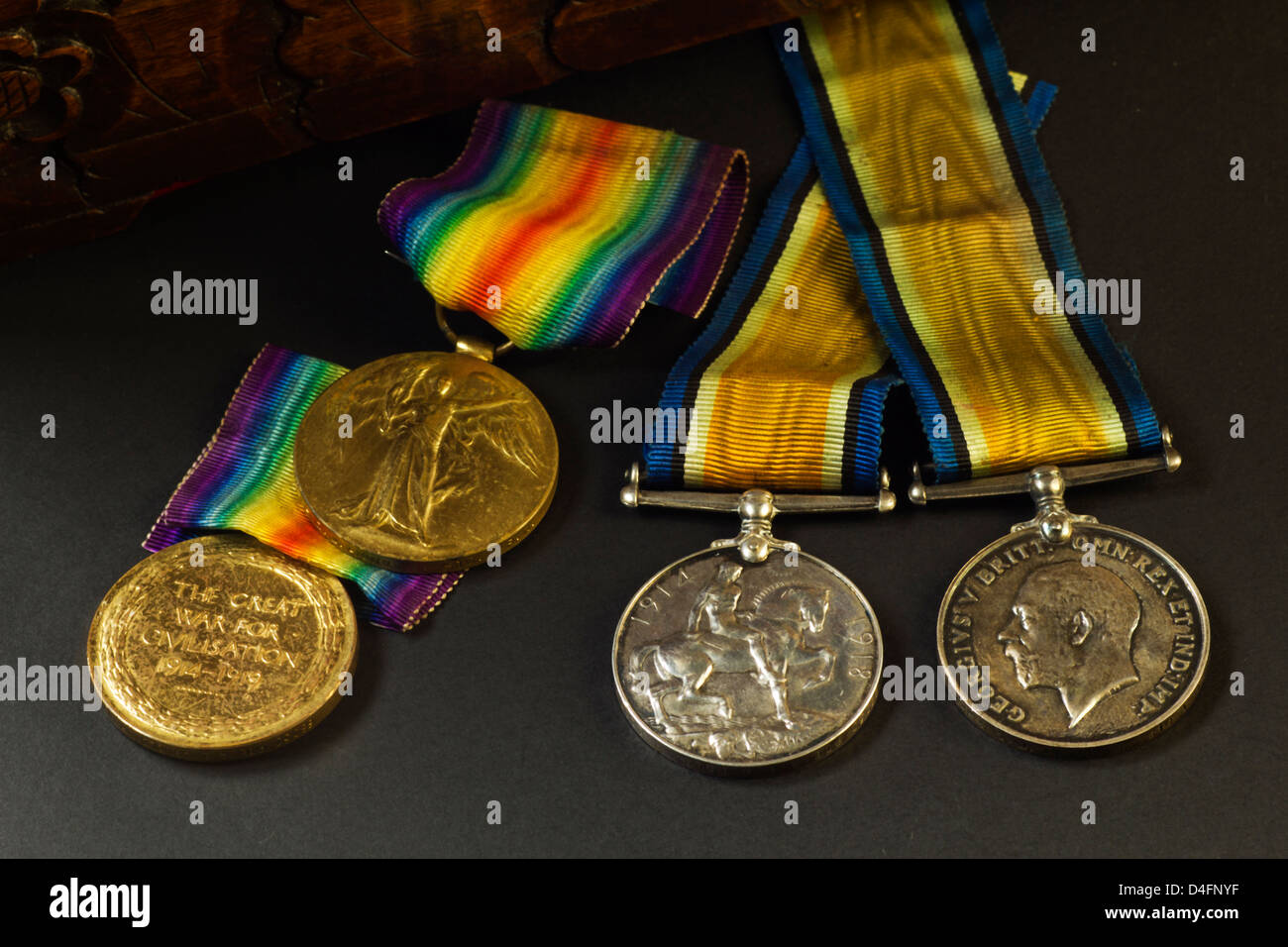 Der große Krieg Medaillen Stockfoto