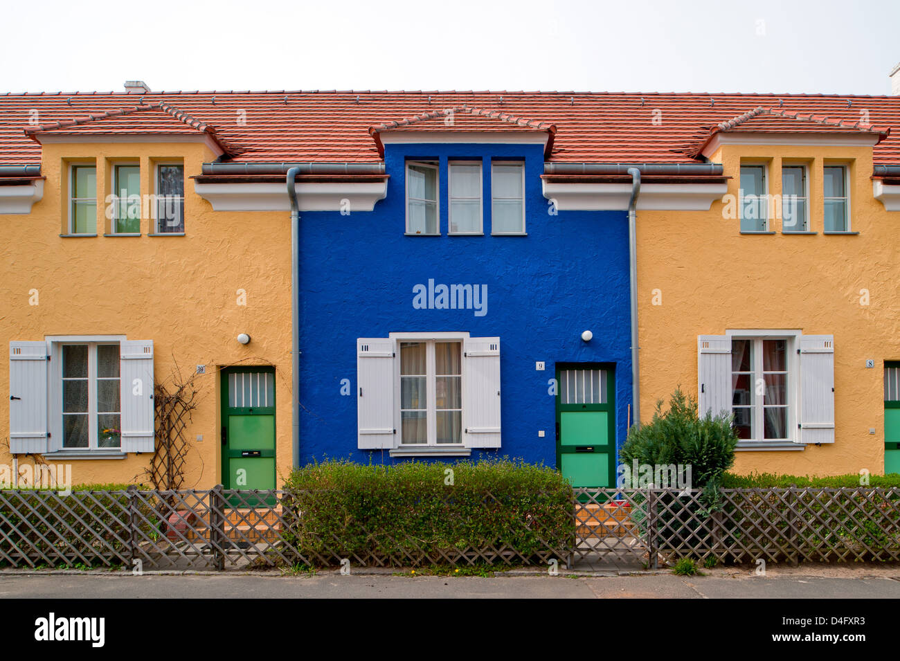 Berlin, Deutschland, Wohnsiedlung in Gartenstadt Falkenberg Stockfoto