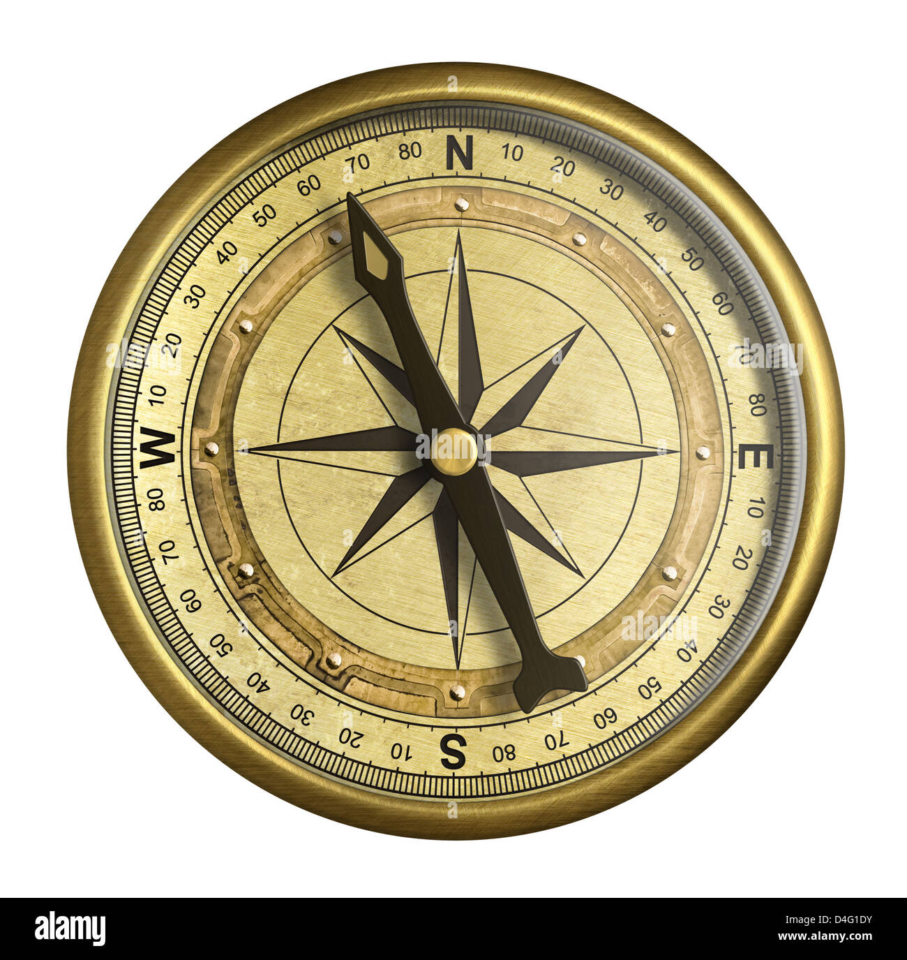 Antike nautischen Kompass isoliert auf weiss Stockfoto