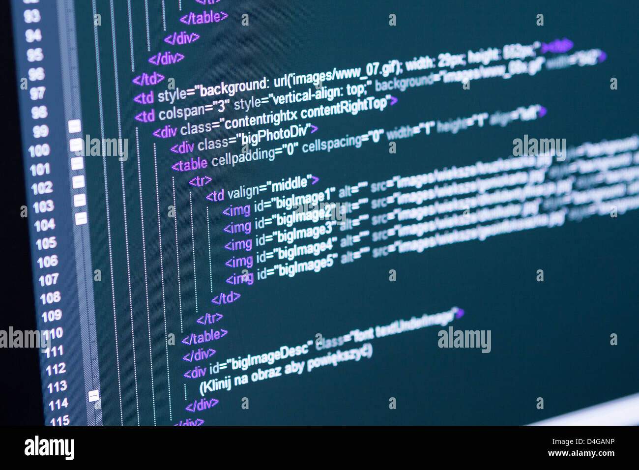 Programm-Code auf einem monitor Stockfoto