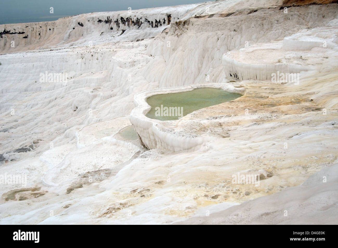 Travertin Terrasse Formationen, Pamukkale, Türkei, Westasien Stockfoto