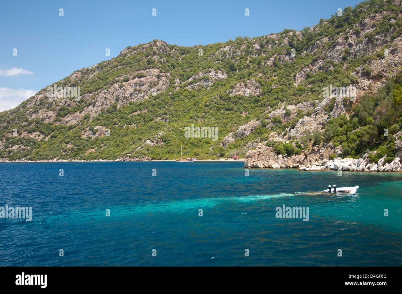 zerstörte Yacht, mediterran, Marmaris, Türkei, Westasien Stockfoto