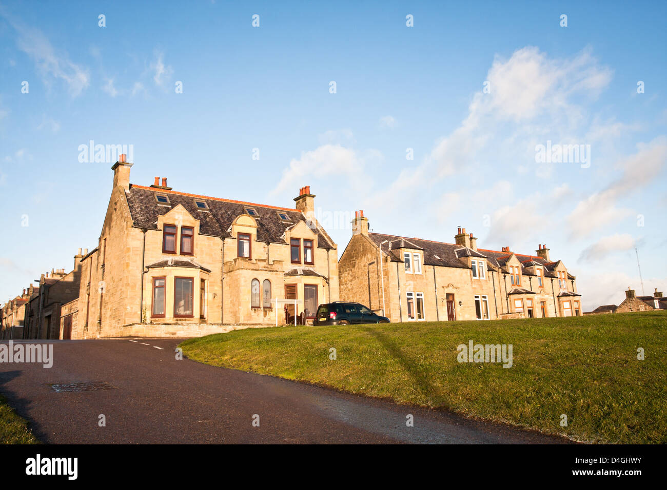 Häuser in der schottischen Stadt Burghead im Oktober 2012 Stockfoto