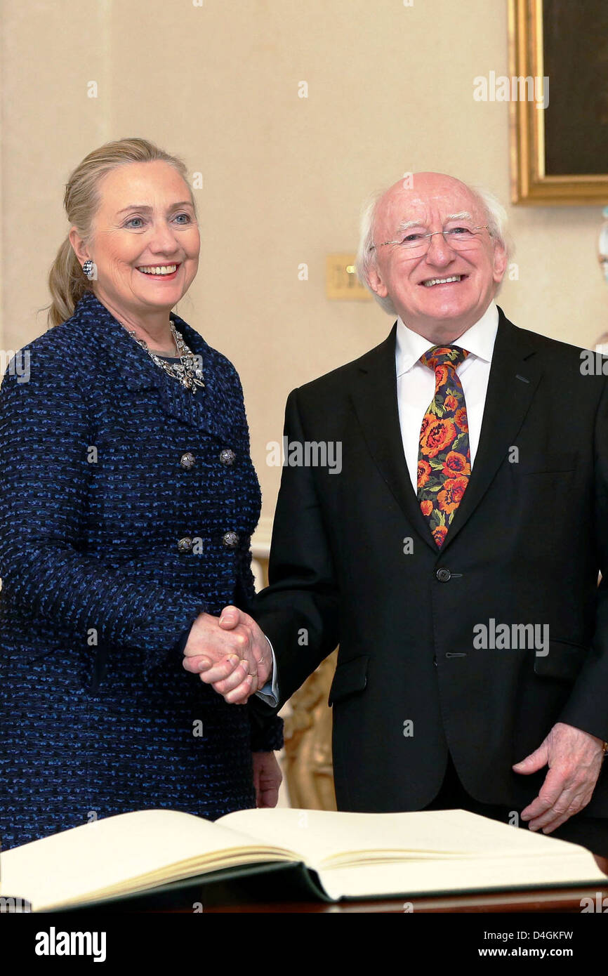 Außenministerin Clinton trifft sich mit irischen Präsidenten Higgins Stockfoto